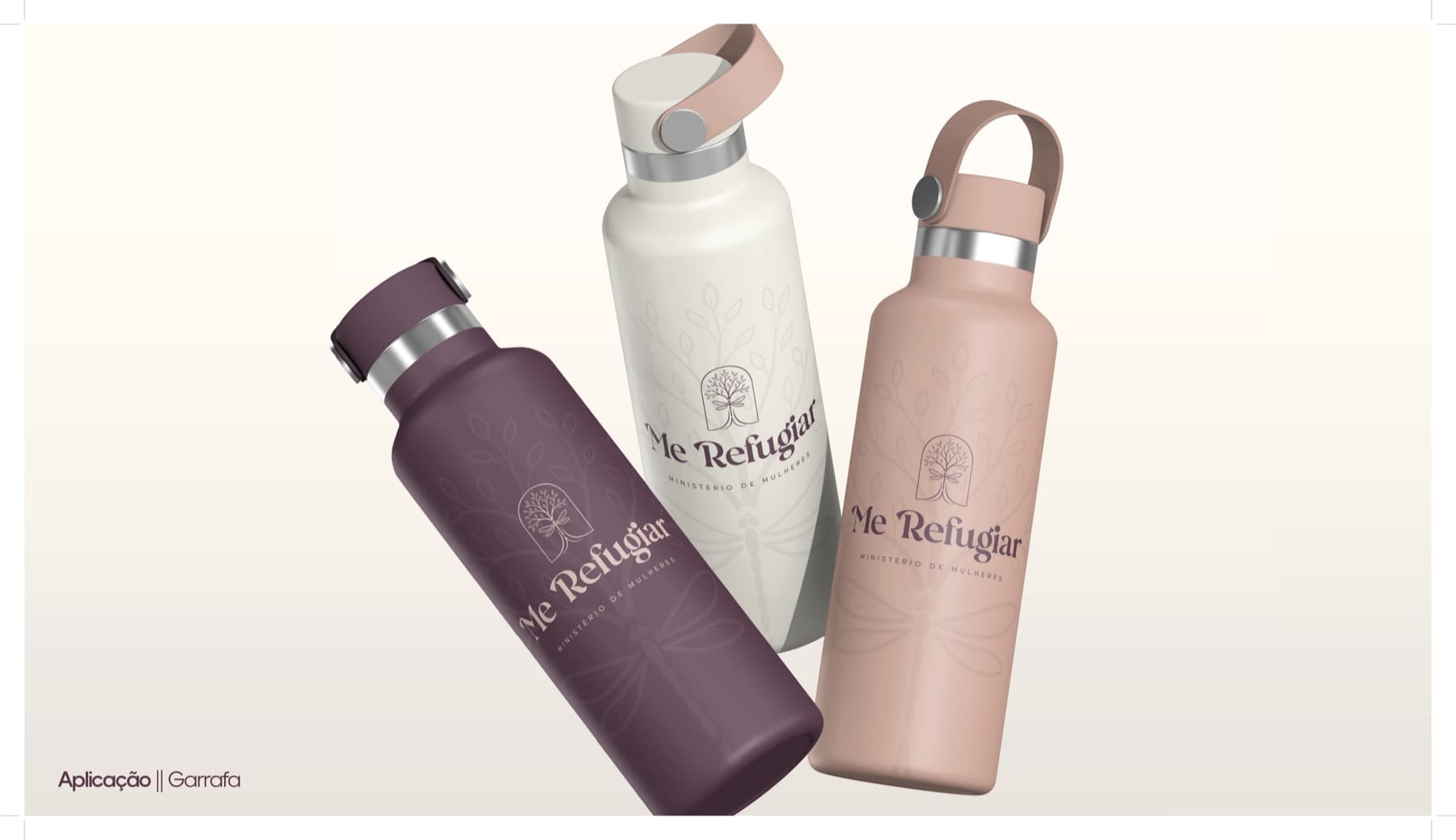 Garrafas personalizadas Me Refugiar em vinho, areia e blush